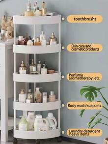 4-Tier Rolling Corner Organizer For Kitchen, Bathroom, Living Room, And Office - No Power Required, Plastic Material - Multicolor - View 12
