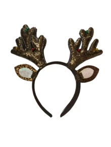 1pc Glitter Reindeer Antler Headband, Cute Deer Ear Hair Hoop, Christmas Party Festival Costume Accessory - Multicolor - View 7