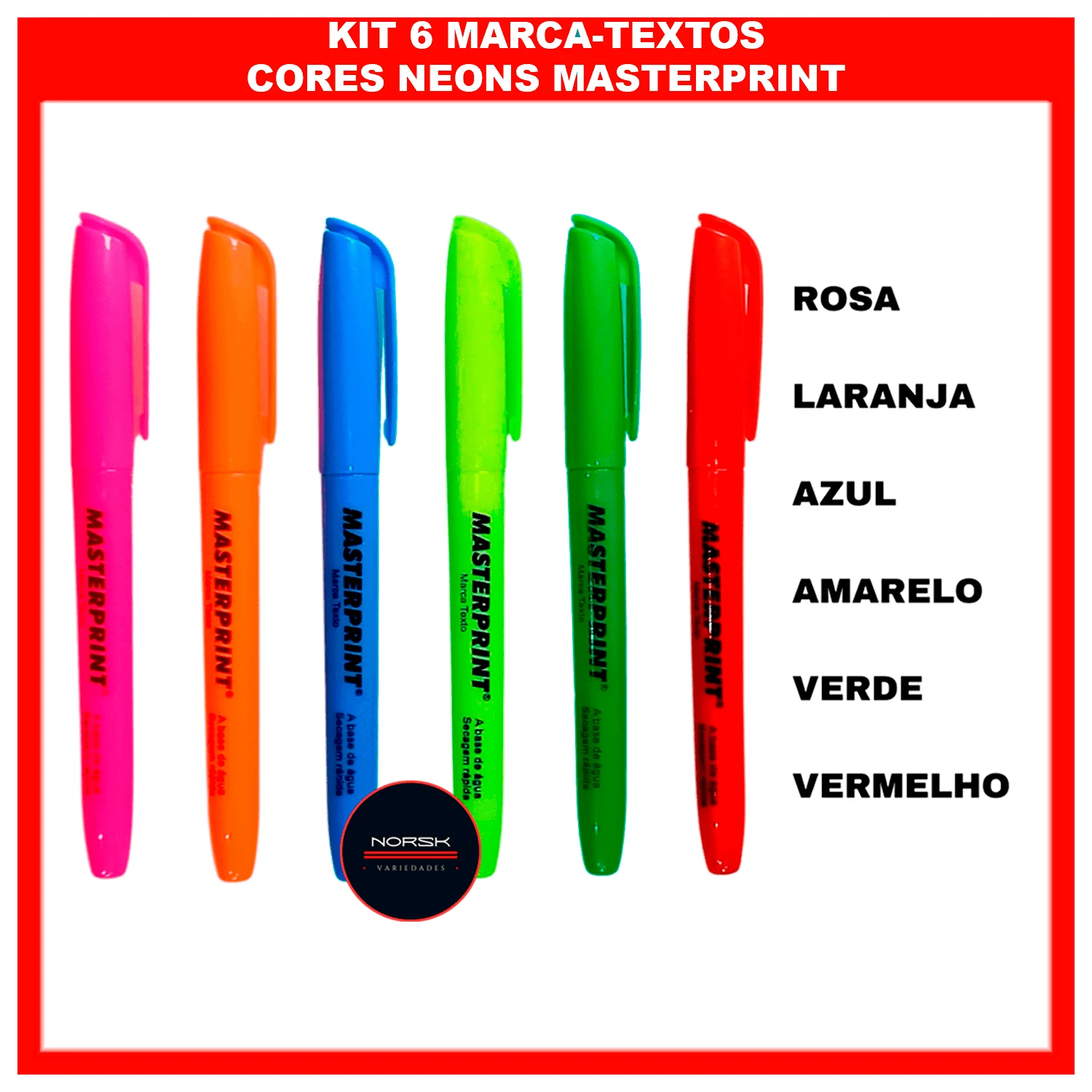 Kit Of 6 Neon Colored Highlighter Pens By Masterprint - Bộ 6 màu Neon - Xem 1