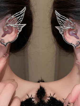 1 Adet Kelebek Kanatlı Kulak Klipsi Küpe Kombinasyonu Kulak Manşeti