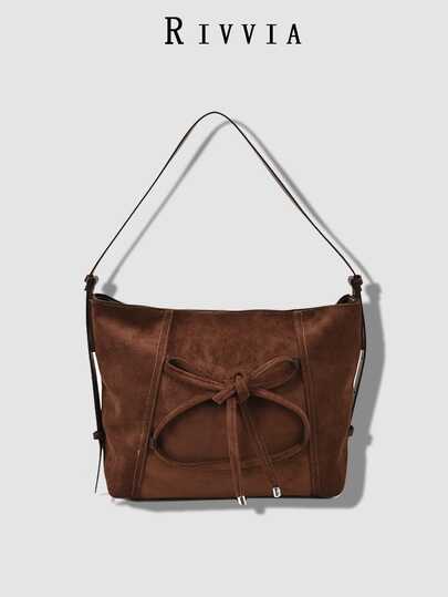 Retro Brown Large-Capacity Bucket Bag, Featuring Both Single-Shoulder And Crossbody Functionality. It Is Suitable For Businesswomen As A Casual Daily Commuting Bag And Also Ideal For Fashion Students As A Female Bag. This Bag Design Is Classic And Applicable To Various Occasions Such As Work, Shopping, And Daily Use, Making It An Excellent Choice For Retro-Style Women's Handbags.