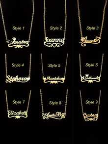 1件定制名字项链，多种款式可选，个性化不锈钢首饰，心形皇冠吊坠，时尚礼物，适合作为母亲节或圣诞节礼物，配饰。 - 彩色 - 查看 1