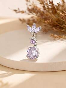 1pc Luxury Fashion Double Leaf Cubic Zirconia Belly Button Ring Piercing Body Jewelry For Women - Double-headed Leaves - View 21
