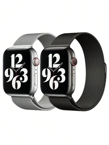 2条米兰尼斯表带，兼容 46mm、42mm、44mm、40mm、45mm、41mm、38mm、Ultra 2、49mm，奢华磁吸式不锈钢网状表带，兼容Series 11、10、9、8、7、6、SE、5、4、3、2、1 - 彩色 - 查看 14