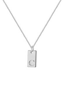 1pc Stainless Steel Letter Pendant Necklace, Minimalist 26 Alphabet Square Charm Necklace, Delicate Clavicle Chain Necklace, Suitable For Girls And Women - Silver - View 33