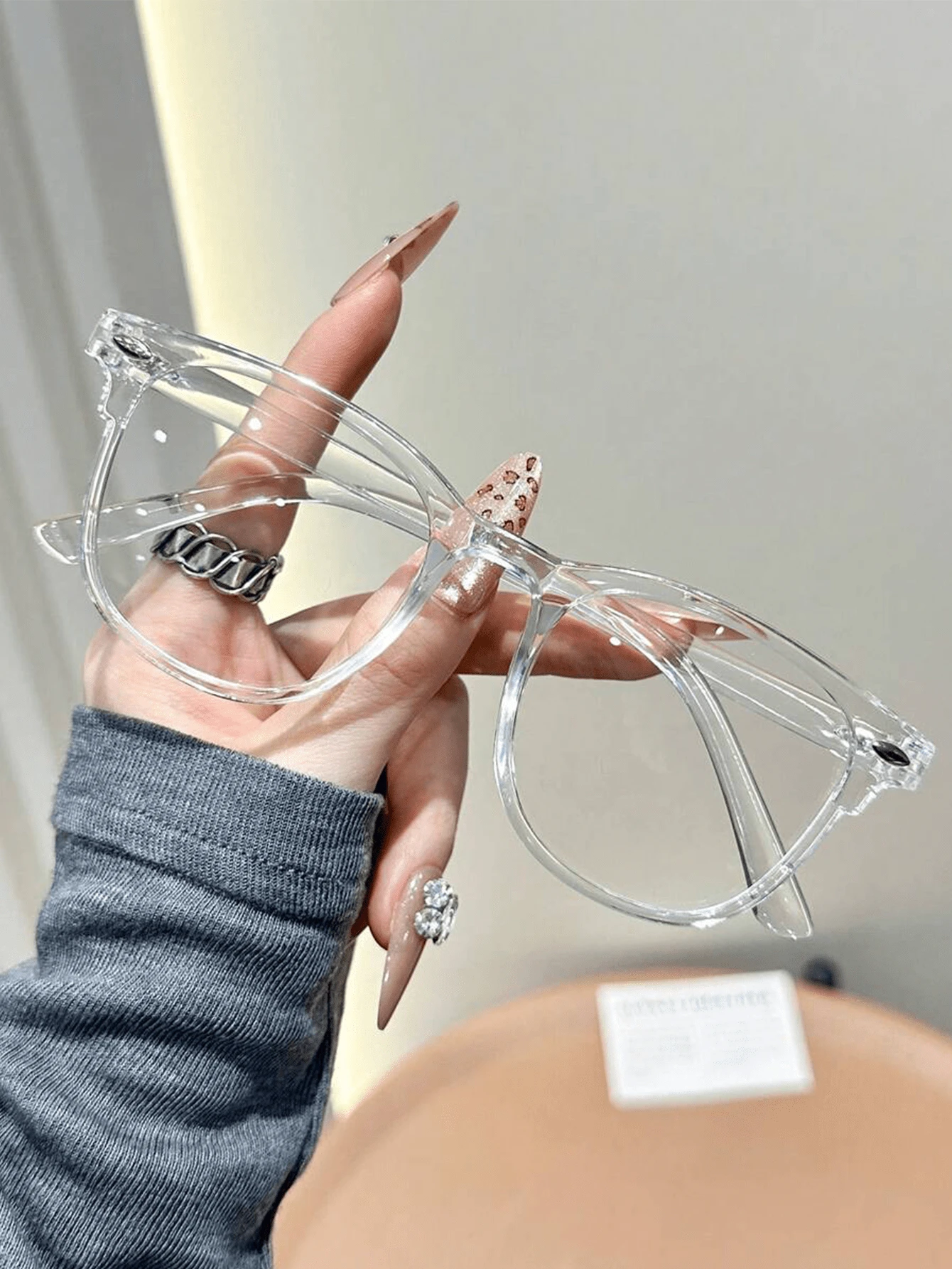 1 Pc Women's Classic Simple Square Plastic Frame Clear Lens Glasses, Versatile For Daily Use - 無色 - 查看 1