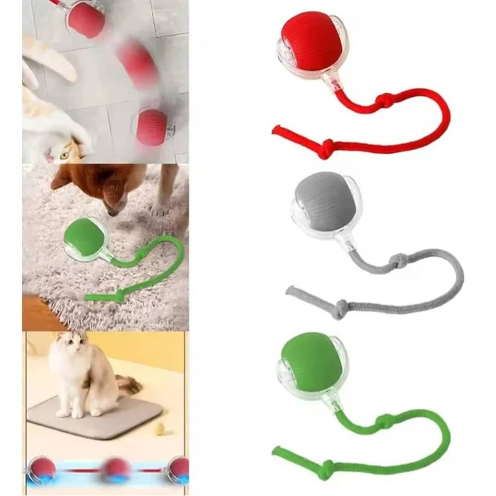 3 piezas Paquete de Juguete de Bola Interactiva Recargable por USB para Gatos, Bola Eléctrica Automática Rodante, Juguete para Perro/Gatito, Regalo de Cumpleaños, Juguete Masticable Inteligente con Cola Automática, Bola de Persecución Inteligente de unicolor para Gatos, Juguete Interactivo para Gatos, Juguete para Gatos Adultos - Multicolor - Ver 1