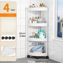 4-Tier Rolling Corner Organizer For Kitchen, Bathroom, Living Room, And Office - No Power Required, Plastic Material - Multicolor - View 14