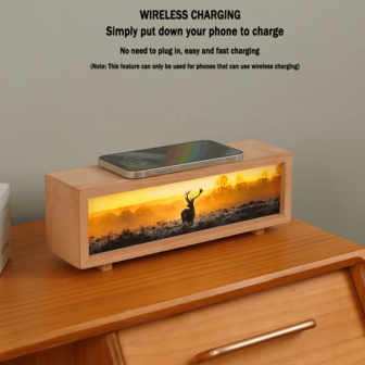 1pc Type-C Plug-In Creative Multifunctional Wireless Charging Painting Night Simple Desktop Gift Bedside Atmosphere Light Desktop Bedside Atmosphere Night Light Ornament Sleep Desk Lamp Creative Birthday Gift