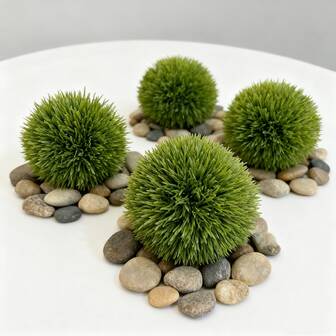 4pcs Artificial Small Plant Balls, Fake Moss Balls - Suitable For Potted Plant Surface Decor, Low-Maintenance Home/Office/Living Room Decoration, No Watering Required, Durable And Realistic