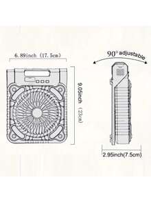 Ventilador solar de 5200mAh, ventilador de camping con panel solar, ventilador portátil para exteriores, linterna LED, ventilador silencioso con batería para picnic, barbacoa, pesca, viaje
