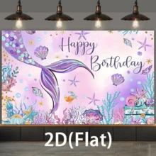 Mermaid Scale Birthday Party Background Fabric 59-Inch X 39-Inch Polyester Princess-Themed Decoration, Suitable For Girls' Celebrations And Photo Booths - Purple - View 3