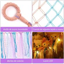 Organizador de red de hamaca para almacenamiento de animales de peluche con luz LED , decoración de pared colgante para habitación de niñas con lentejuelas para dormitorio, habitación infantil y sala de juegos - Multicolor - Ver 5