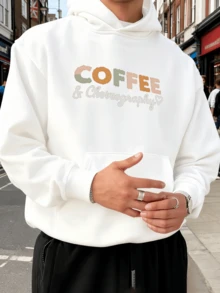 Sweat à capuche style streetwear pour homme, effet amincissant, photogénique, vêtements pour hommes, survêtement pour homme - Blanc - Voir 1