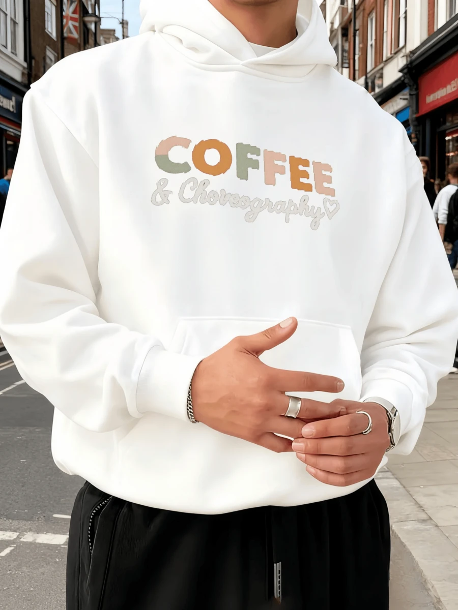 Sweat à capuche style streetwear pour homme, effet amincissant, photogénique, vêtements pour hommes, survêtement pour homme - Blanc - Voir 1