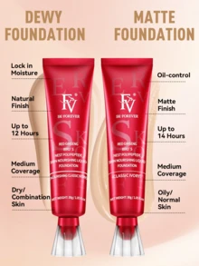 FV哑光防水粉底液 - 持久妆效，中高遮瑕，控油轻盈配方，防水遮瑕膏，全效遮瑕粉底液，专业妆前乳，适合混合性/油性肌肤，30克 - 滋養經典象牙色 - 查看 6