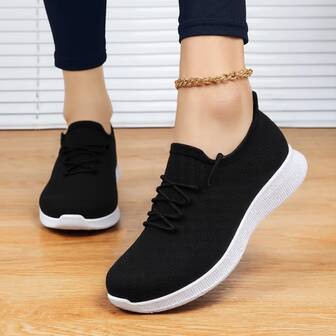 Women's Purple Low-Top Lace-Up Slip-On Athletic Casual Air Cushion Shock-Absorbing Running Shoes, Lightweight & Breathable