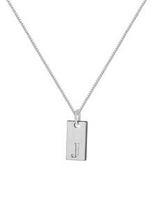 1pc Stainless Steel Letter Pendant Necklace, Minimalist 26 Alphabet Square Charm Necklace, Delicate Clavicle Chain Necklace, Suitable For Girls And Women - Silver - View 28