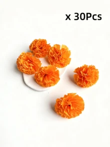 MEHELANY 30/6pcs Marigold Flower Heads, Orange Plastic Artificial Flowers, Bulk Flower Heads, Halloween Fake Carnations, Day Of The Dead Decor, Autumn, Funeral Background Decoration, Bouquet Making Materials, Wreath For Grave, Party Birthday Diwali Decoration, DIY Wreath Craft - Orange - View 7