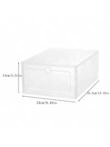 12/6PCS Simple Transparent Folding Plastic Shoebox Shoebox Dust-Proof Shoebox Space Storage Shoebox - Multicolor - View 5