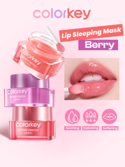 COLORKEY 滋养睡眠唇膜，唇部打底，去角质保湿唇膜，减少唇纹，蕴含抗氧化剂，温和去角质，适合春夏，Y2K 时尚，适合生日、母亲节等各种场合。