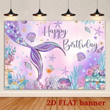Mermaid Scale Birthday Party Background Fabric 59-Inch X 39-Inch Polyester Princess-Themed Decoration, Suitable For Girls' Celebrations And Photo Booths - Purple - View 5