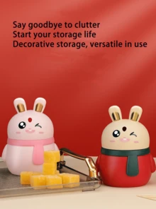 1pc Cute Rabbit Toothpick Holder, Creative Automatic Pop-Up Toothpick Box, Cartoon Stylish Pressure Toothpick Canister - Multicolor - View 4