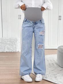 Maternity Jeans - Light Wash - View 2