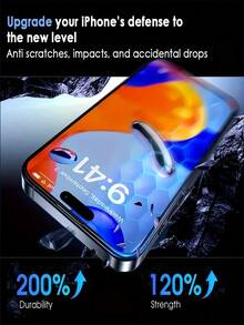 4-In-1 Tempered Glass Screen Protector, Compatible With IPhone 17 Air 16 Pro 15 14 13 12 11 Pro Max, Anti-Spy, Anti-Oil Coating, Full Screen Coverage, Easy Installation, High Hardness, Rounded Edge Design, Includes 2 Transparent Camera Lens Protectors, Compatible With Protective Cases - Black - View 8