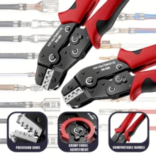 Professional Zipper Crimping Tool Set - Carbon Steel Handle With Adjustable Jaws For 4-20 AWG Wires, Secures JST//SATA/Spring Pin Terminals, Ergonomic Electrical Connection Crimper (No Power Required), Robust Construction For Precise Crimping, Specifically Designed For Automotive Wiring Repairs.