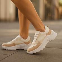 Women's Casual Platform Sneakers - Comfortable And Perfect For Everyday Wear - Straw - View 4