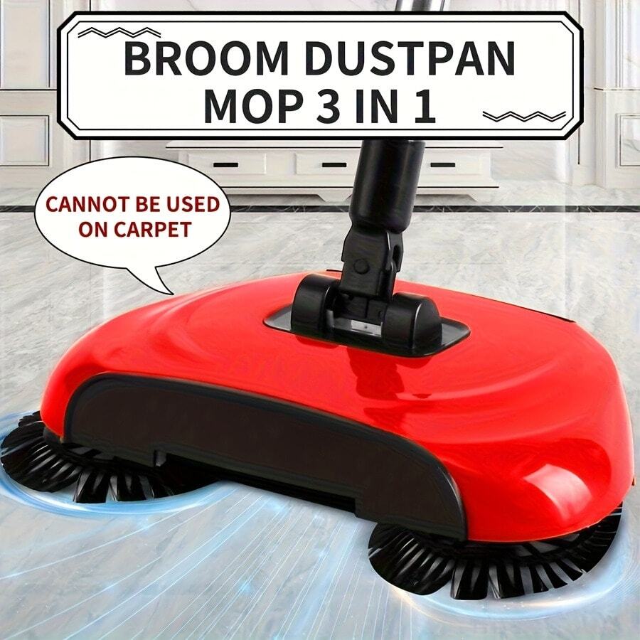 3-In-1 Multi-Function Floor Cleaner - Combining Sweeping, Vacuuming, And Mopping, Suitable For Hardwood And Tile Floors, Wet/Dry Use, Removes Pet Hair, Dust, And Debris. - Red - View 1