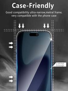 5PCS Privacy Anti-Peeping Tempered Glass Screen Protector Film Compatible With IPhone 17 Air 16 Pro 15 14 13 12 11 Promax No Bubbles, Oil Repellent Coating, High-Definition Display Screen Full Coverage And Easy Installation High Hardness, Round Edge Dust-Proof Design Anti Spy Glass Film - 5PCS - View 7