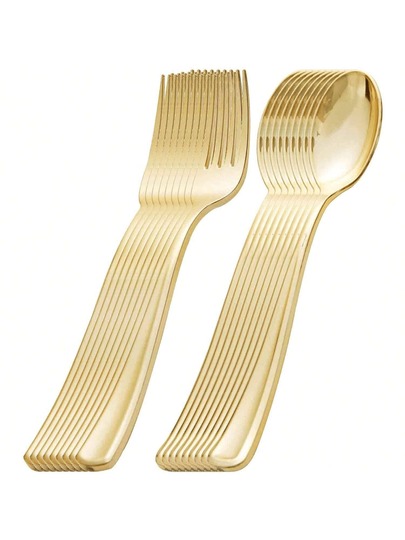 Juego de 75 piezas de cubertería dorada - El juego de cubertería dorada incluye tenedores, cucharas y cuchillos, adecuado para uso doméstico, bodas y restaurantes, apto para lavavajillas: Juego de cubertería