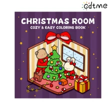 GDTME [Christmas Room] Pearlescent Thick Paper Coloring Book, 7.87 * 7.87 Inches, 24 Page Bedtime Drawing And Sleep Aid Coloring Book, With Exquisite Patterns And Clear Lines, Adult Coloring Book, Suitable For Parties, Festivals, Events, Exquisite Gifts, Birthday Gifts, Christmas Gifts