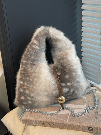 1ชิ้น, การออกแบบเฉพาะแฟชั่นอเนกประสงค์, กระเป๋าสะพายข้างสำหรับถือบิลขนส่งสินค้า, กระเป๋ารูปพระจันทร์เสี้ยวสีสันสดใสตกแต่งด้วยฮาร์ดแวร์โซ่ผ้ากำมะหยี่ตัดกัน, เหมาะสำหรับผู้หญิงใช้เดินทางไปทำงานและออกไปช้อปปิ้งในชีวิตประจำวัน