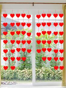 72件装 - 红色毛毡心形挂饰，婚礼窗帘装饰，心形毛毡，适用于浪漫室内婚礼、情人节装饰、家庭办公室、结婚纪念日、生日派对、家居装饰、房间装饰、墙面装饰礼品、生日毕业典礼
