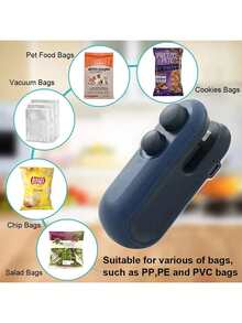 1 Piece Magnetic Food Bag Sealer - USB Rechargeable Portable Sealer, Suitable For Chips, Cookies, Lunch Boxes, Travel, Home And Office Use - Includes Charging Cable, White & Blue Color, Food Storage Sealing Tool, Modern Kitchen Companion, Durable - Multicolor - View 9