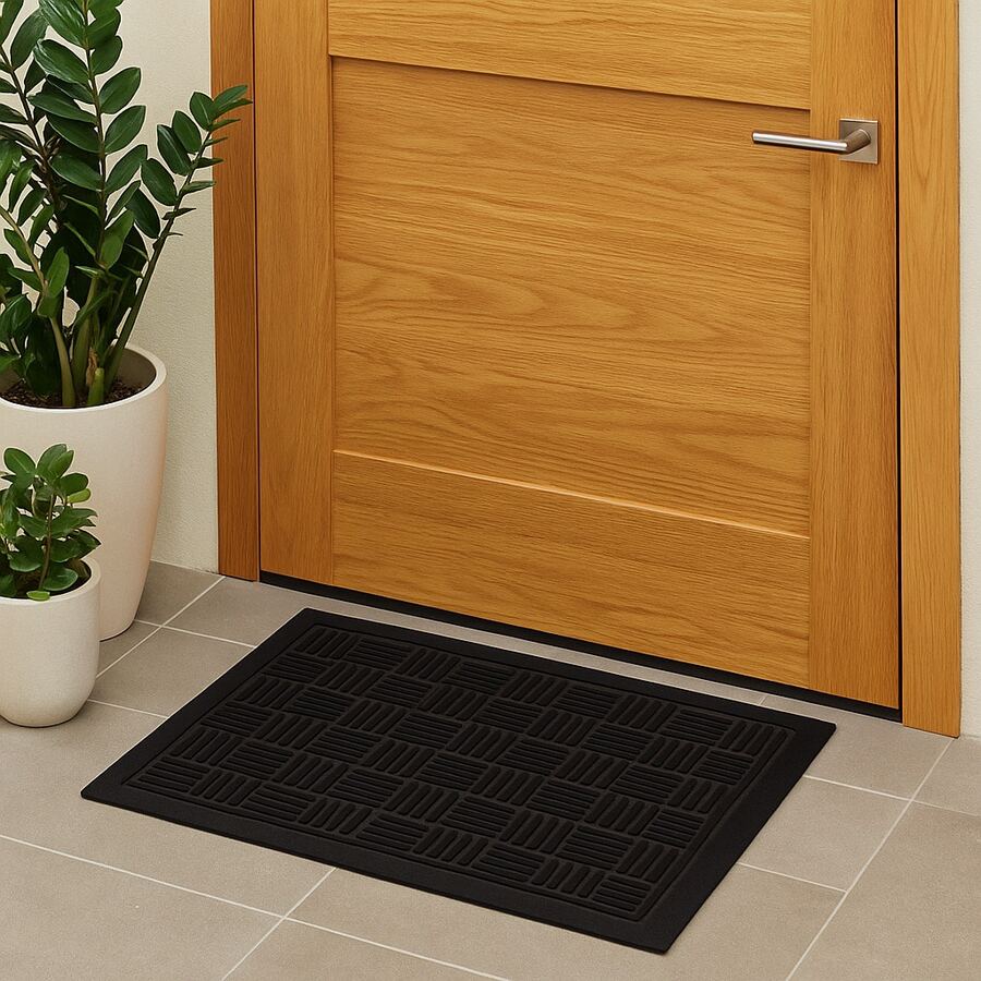 Entrance Door Mat Kit 40 X 60 Cm Non-Slip Rubber 1 Or 2 Pieces Decorative Slim Habitat - 黑色 - 查看 1