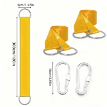 6pcs Tree Swing Hanging Kit - 5cm Wide Yellow Straps With Two Alloy Carabiners - Includes Tree Protection Spacers - Easy & Fast Installation For All Types Of Swings