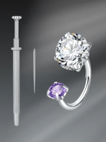 CIZME 3 pièces Anneaux de nez en acier inoxydable, anneaux de nez filetés intérieurs 16G, unisexe, double cristal en forme de fer à cheval pour le nez, le septum, la lèvre, les sourcils, le cartilage de l'oreille - Pince à boule effilée de 8 mm pour le remplacement de bijoux - Multicolore - Voir 13