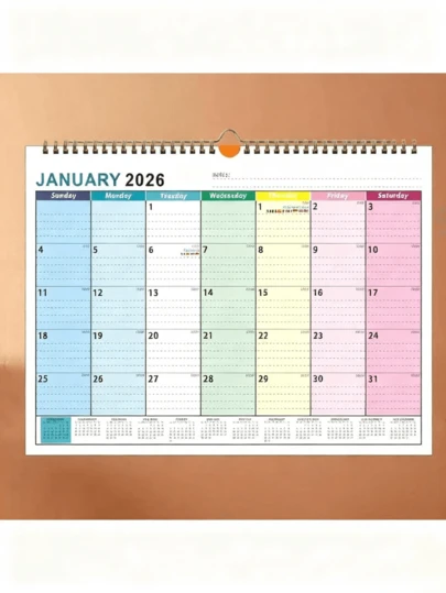 Hanging Calendar,Monthly Wall Calendar,From January 2026 To June 2027,Easy Hung,Gradient Color,Watercolor Floral,Can Tear-Off,With Large Writing Area,For Home,Bedroom,Apartment,Study Living Room,Office,For Family Friends, Neighbors,Holidays, Christmas, New Year Celebrations
