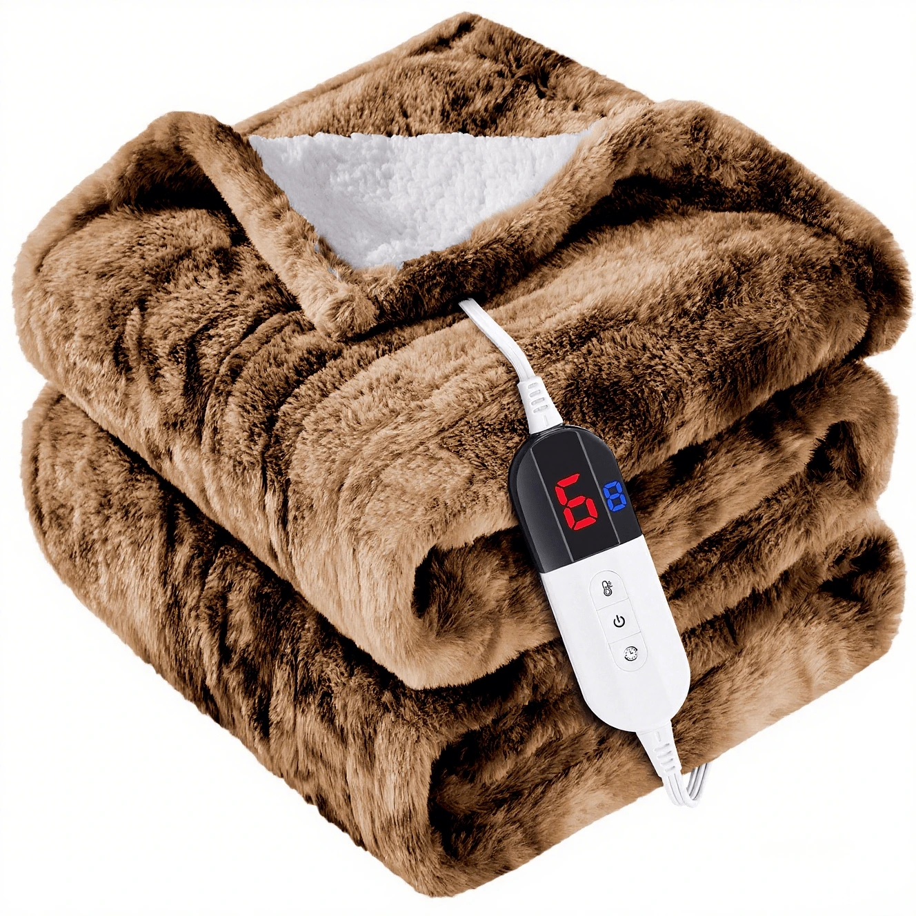 Samebed Electric Heated Blanket, Perfect Christmas Gift, Soft Flannel & Sherpa, 5 Heat Settings, 10-Hour Auto Shut-Off, Machine Washable