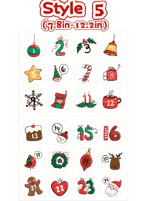 1pc (3.9in-5.9in)/ 1pc A4 (7.8in-12.2in) Christmas Advent Calendar Number Stickers,1-24 Christmas Countdown Calendar Stickers,Christmas 1-24 Number Stickers,Xmas Countdown Calendar Stickers DIY,Christmas Countdown Office & School Supplies Party Gift Seal Sticker,Scrapbook Supplies,Halloween Decor,Teacher Accessories,School Supplies