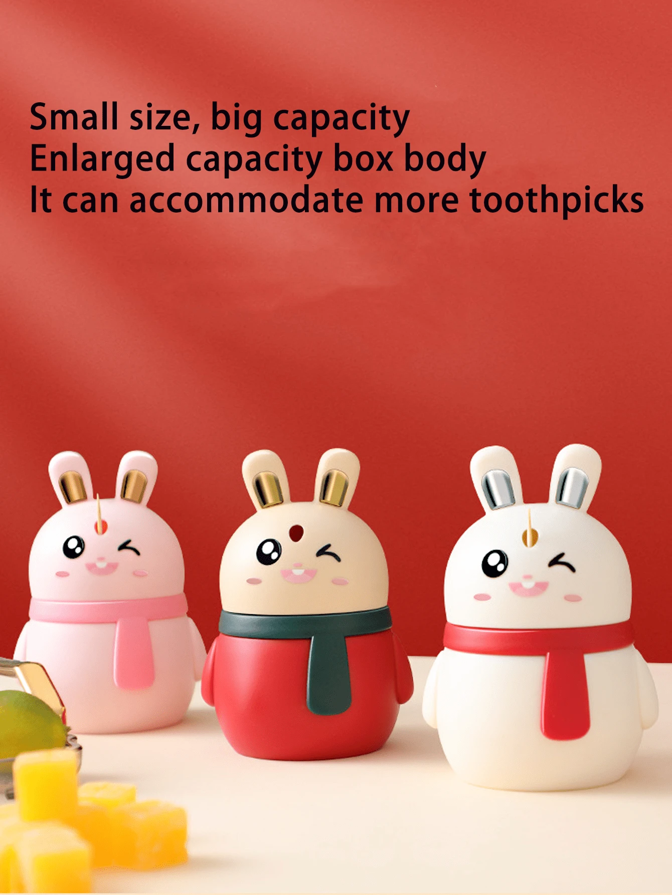 1pc Cute Rabbit Toothpick Holder, Creative Automatic Pop-Up Toothpick Box, Cartoon Stylish Pressure Toothpick Canister - Multicolor - View 1