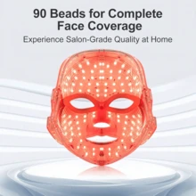 Red Light Therapy Mask, Blue And Red Light LED Phototherapy Device, 7-Color LED Facial Skincare Mask, Home USB Rechargeable, Portable. - 白色 - 查看 5