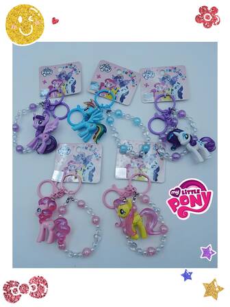  1/4/6 piezas Llavero colgante suave de My Little Pony, lindo muñeco colgante de bolso, regalo pequeño de dibujos animados, llavero decorativo de coche, 6 patrones para elegir, llavero decorativo de pieza única, adecuado para regalo de celebración de cumpleaños