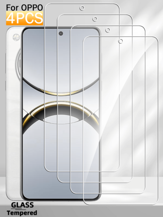 4pcs Full Coverage Tempered Glass Screen Protector, Compatible With OPPO, Ultra-Hard Glass, Anti-Explosion, Anti-Scratch, Anti-Fingerprint, Ultra-Thin Design, Easy To Apply