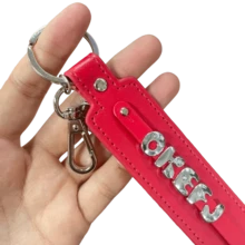 Llavero elegante personalizado, etiqueta con nombre y número personalizado, accesorios de llavero, llavero bordado, adecuado para equipaje, bolsos, cinturones, equipo, llaveros, llaves de coche - Llavero con nombre personalizable, letra de aleación suave PU - Multicolor - Ver 5