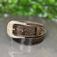 1 Country Belt Genuine Leather Horse Print Or Scale Effect - Xe - Xem 8